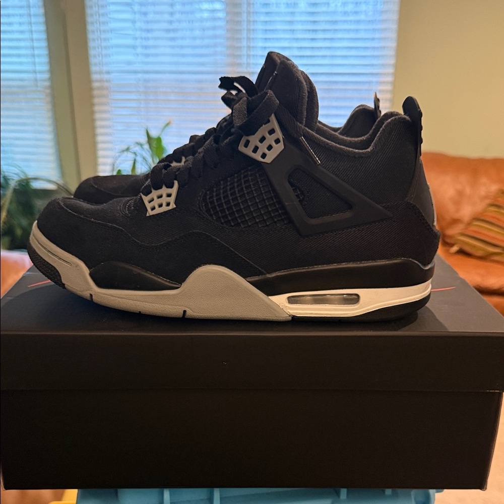 Jordan Retro 4 Black and Grey canvas and suede Sneakers